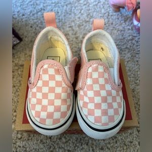 Baby Pink and White Checkered Vans